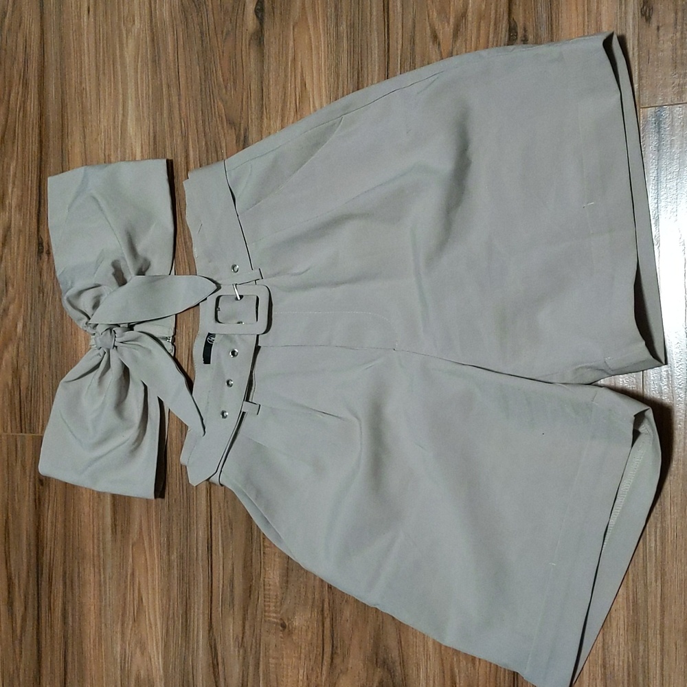 Missguided Beige Tie Tube Top and Shorts Coord Set